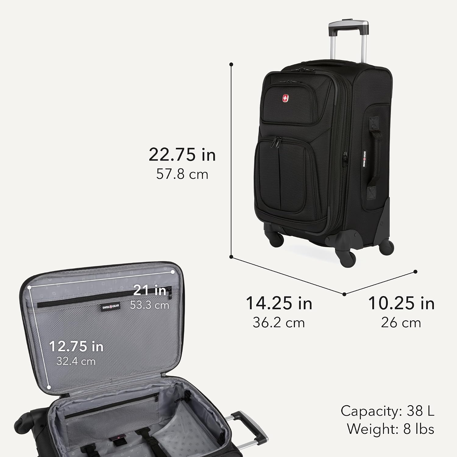 SWISSGEAR Sion Softside Expandable Spinner Luggage Durable Lightweight Travel Suitcase